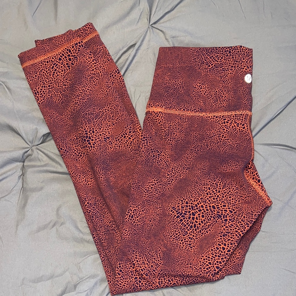 Lululemon Athletica Orange Blue Patterned High Rise Leggings - Picture 2 of 9